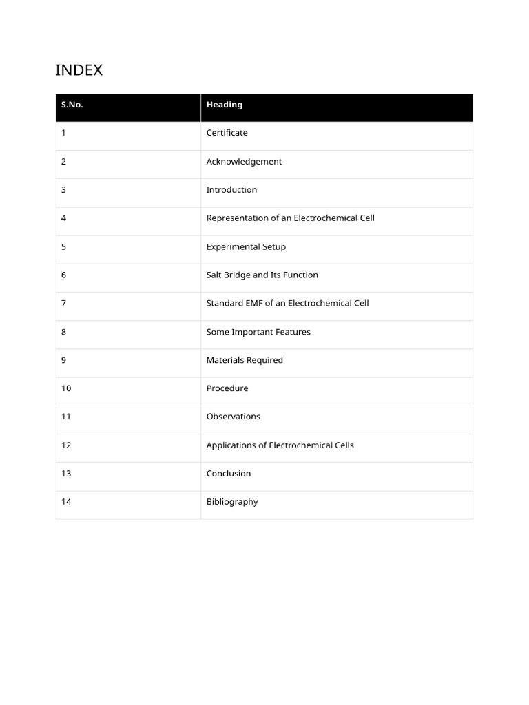 Electrochemical Cell Index | PDF