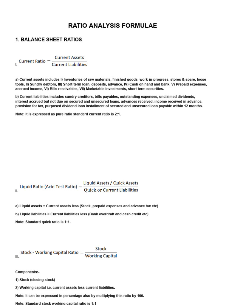 Essential Ratio Analysis Formulas | PDF | Dividend | Equity (Finance)
