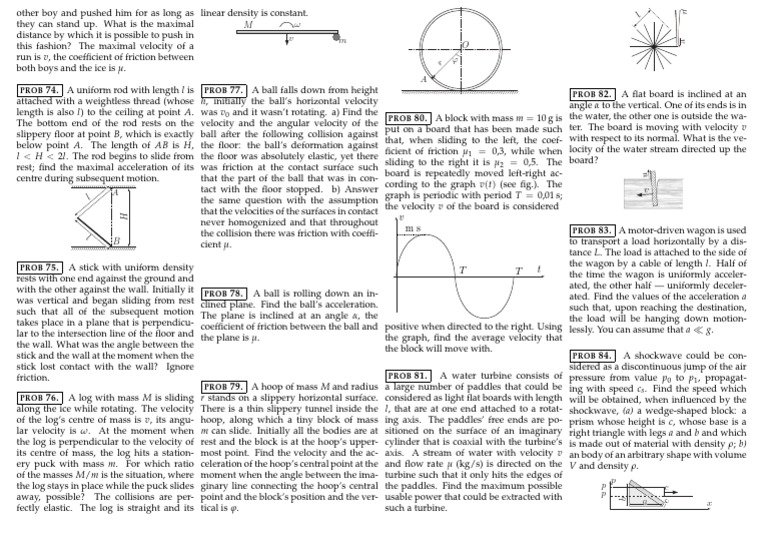 Physics Problems on Motion and Forces | PDF | Friction | Velocity