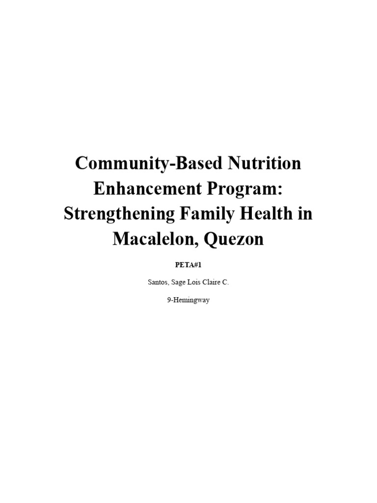 Community Nutrition Program in Macalelon | PDF | Malnutrition | Human ...