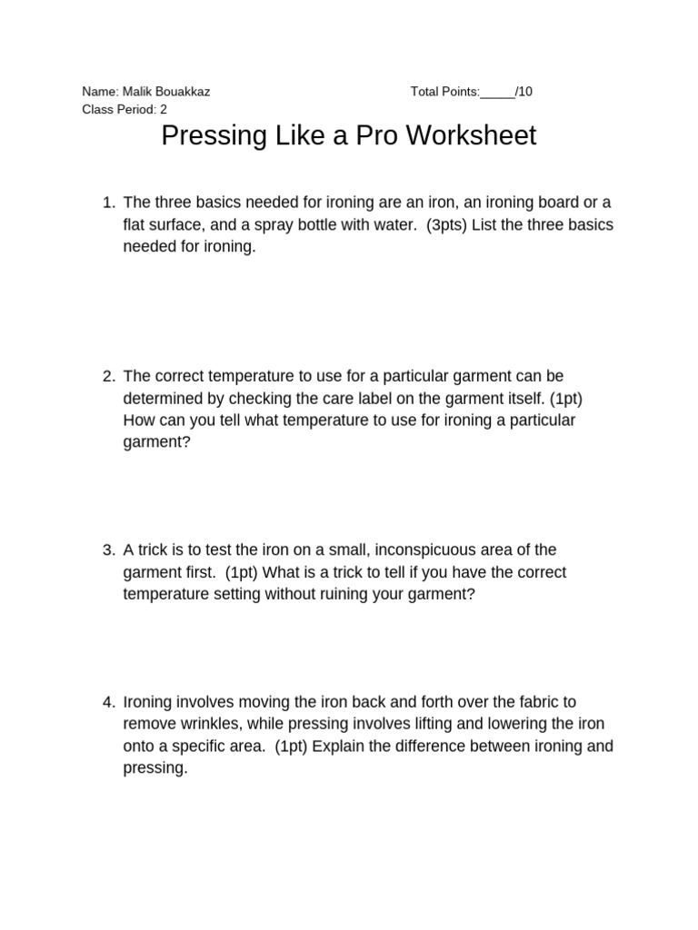 (Template) Pressing Like A Pro Worksheet | PDF