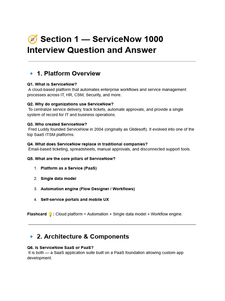 ServiceNow Interview Q&A Guide | PDF | Dynamic Web Page | Service Level ...