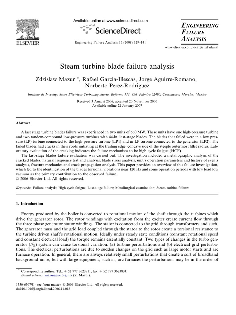 Steam Turbine Blade Failure Analysis | PDF | Turbine | Fatigue (Material)