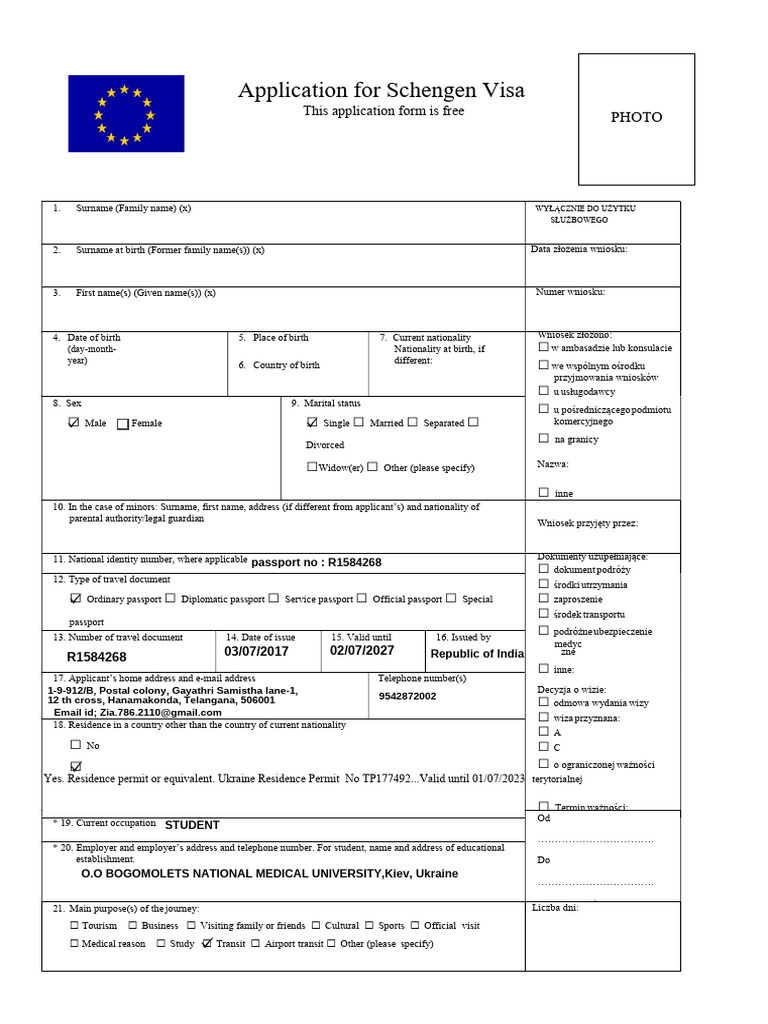 Schengen-Application-Form-2023 Transit Visa Mohammed Zia | PDF | Travel ...