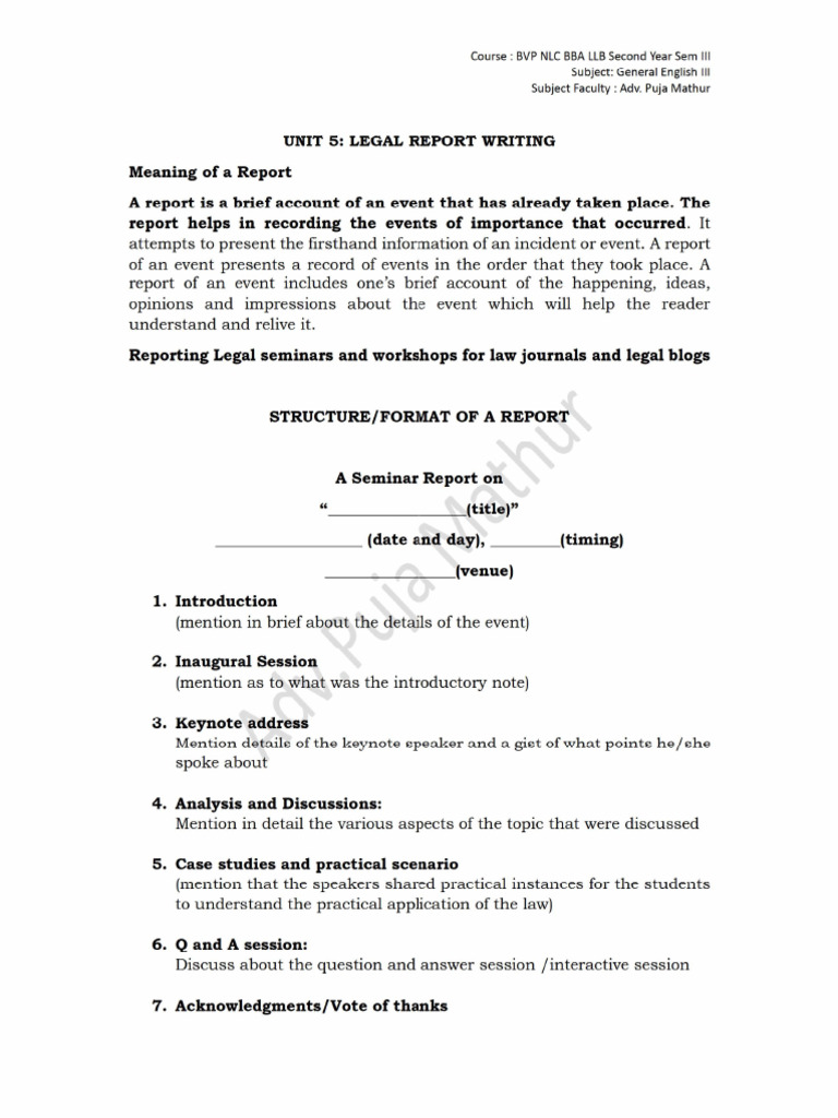 Unit 5 Legal Report Writing (Protected) | PDF