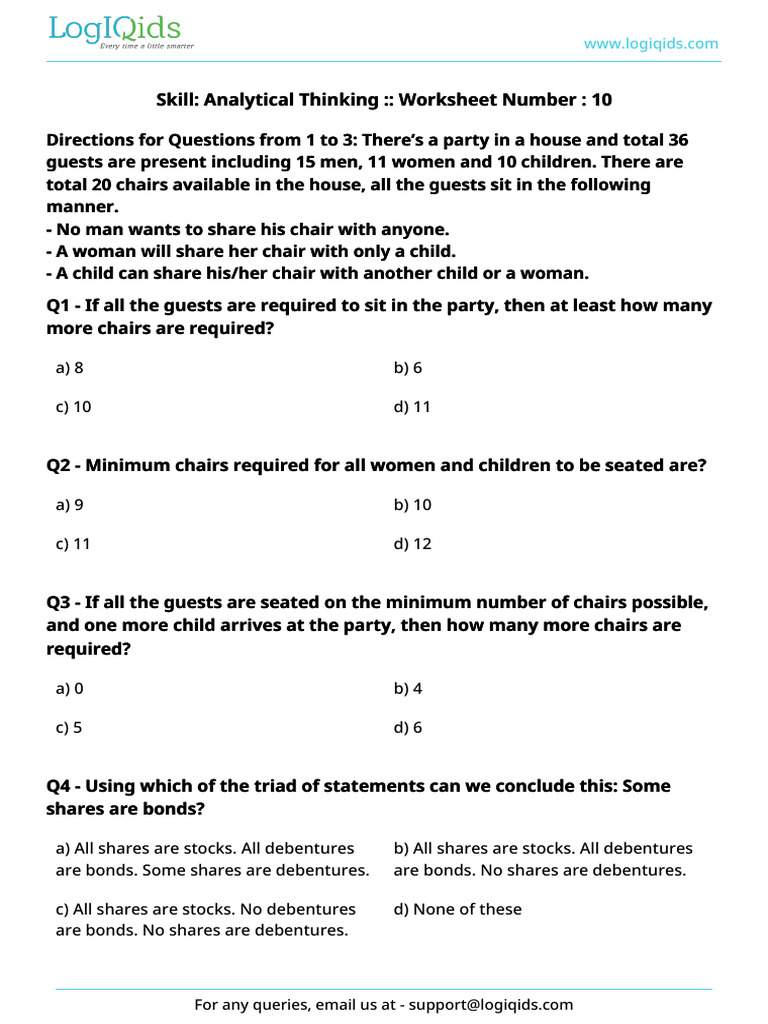 Analytical Thinking Worksheet 10 | PDF