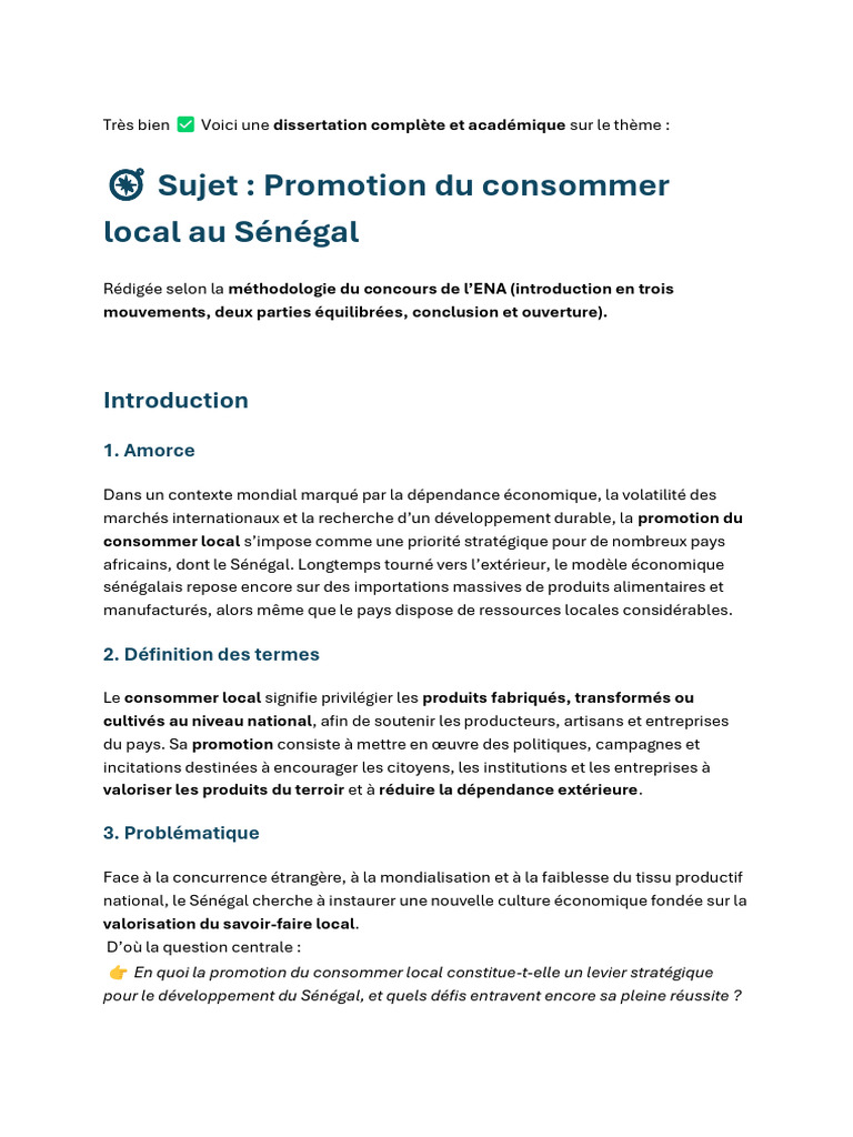 Promotion du consommer local au Sénégal | PDF | Sénégal | Développement ...