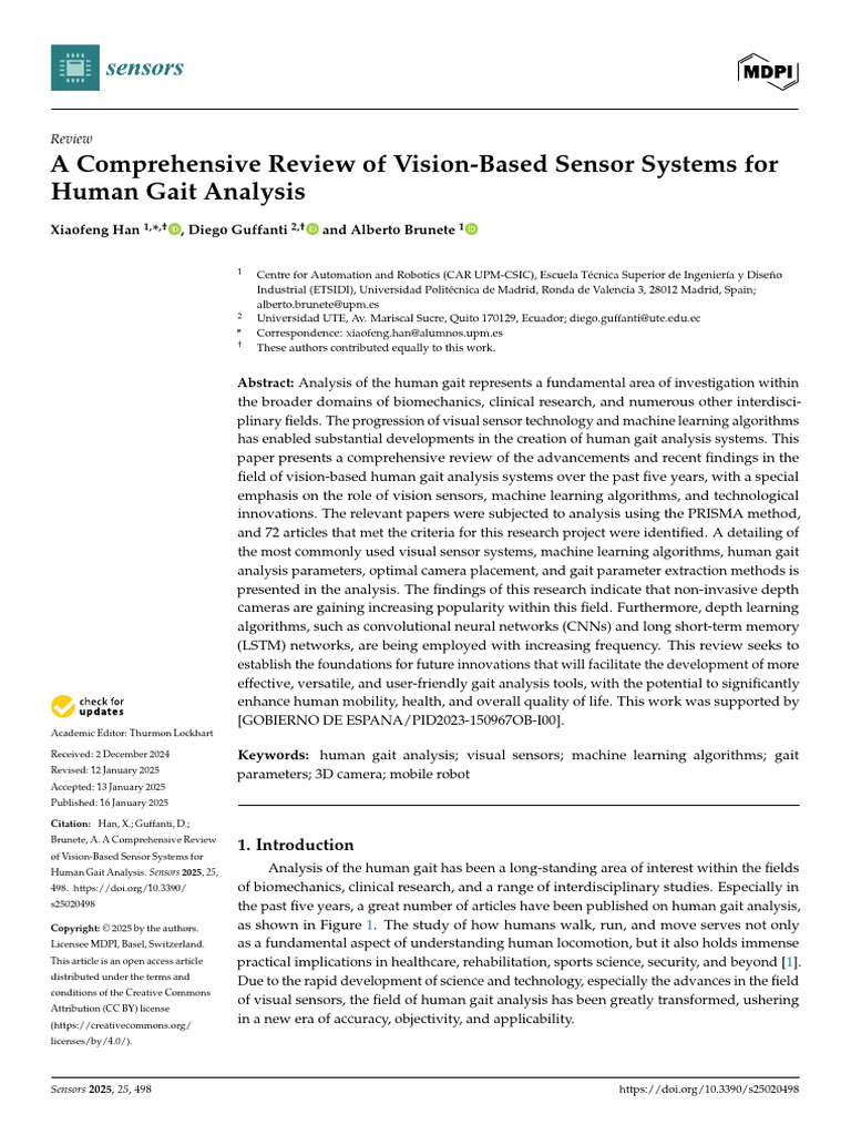 Vision-Based Gait Analysis Review | PDF | Deep Learning | Computer Vision