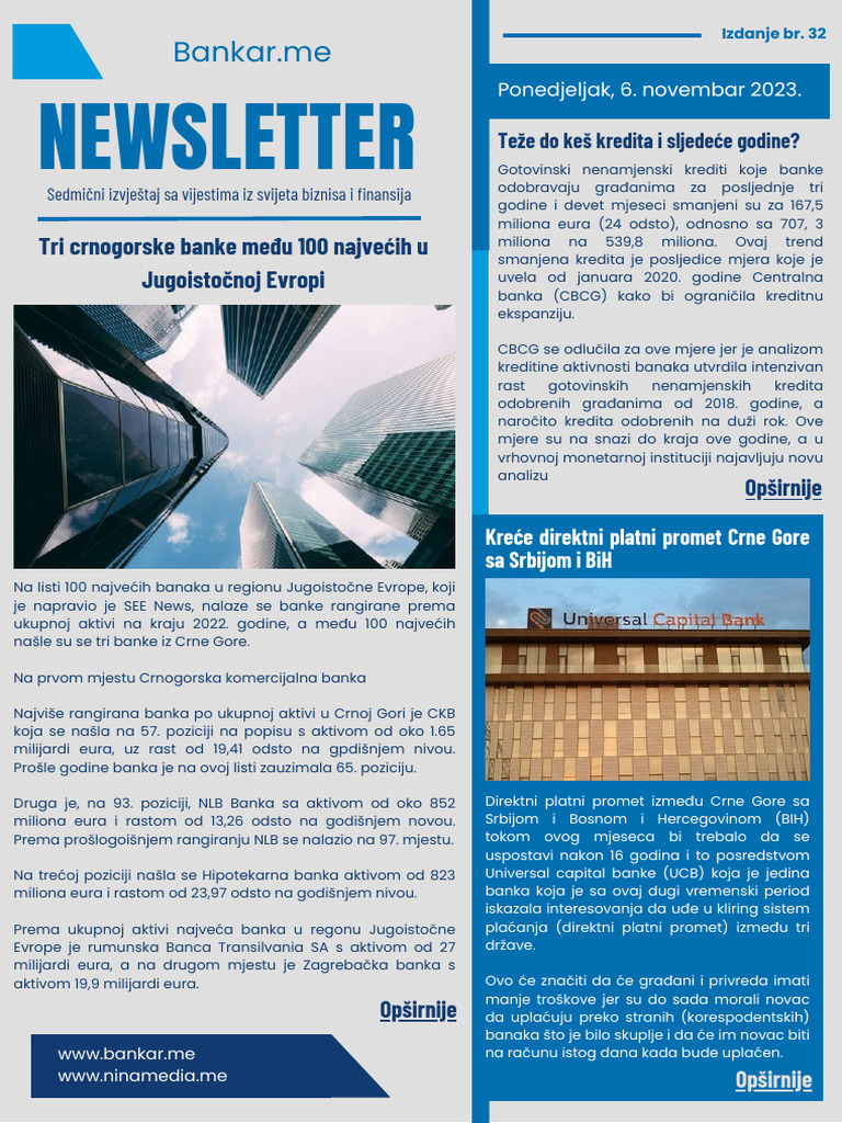 Bankar Newsletter - 6. Novembar, 2023. | PDF