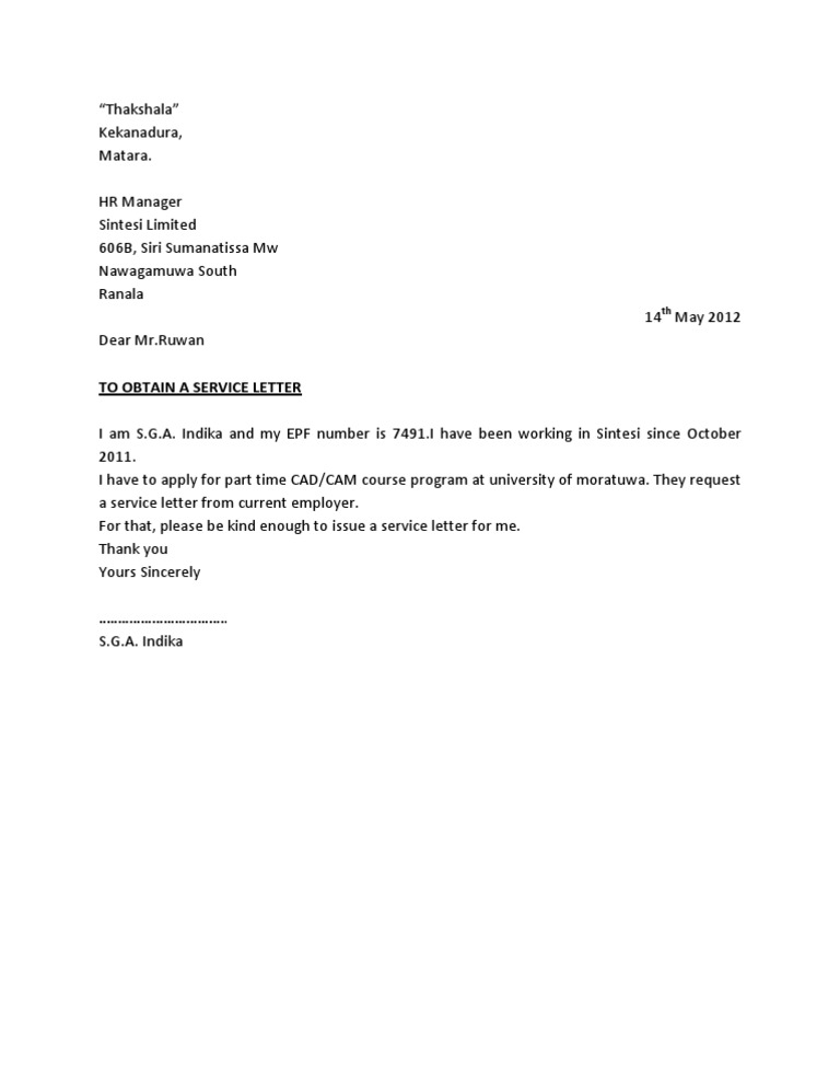 Service Letter