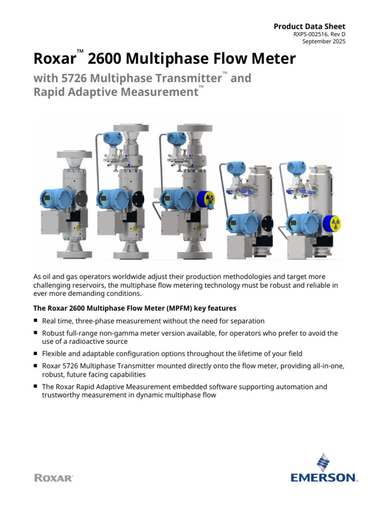 Roxar 2600 MPFM User Manual | PDF | Flow Measurement | Gases