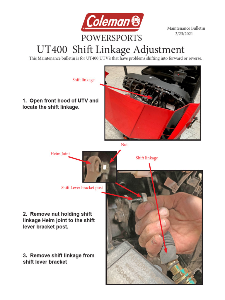 UT400 Shift Linkage Adjustment | PDF