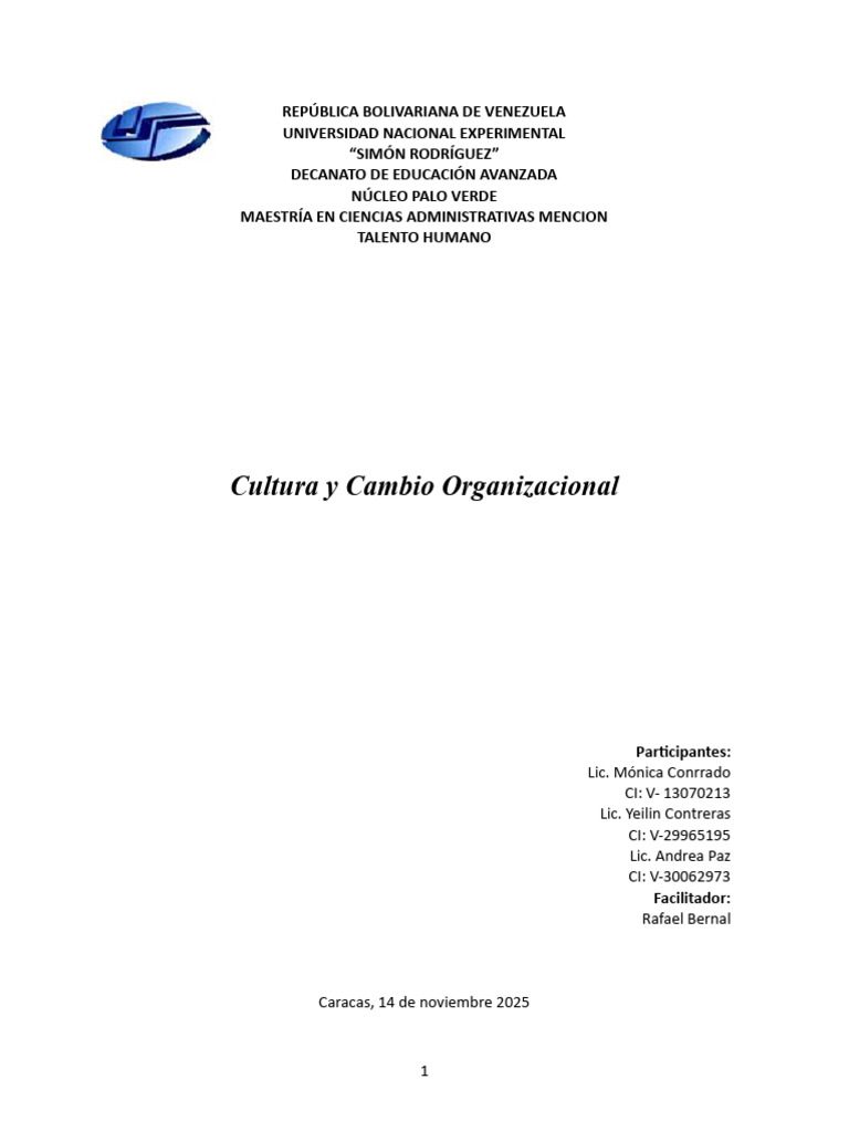 Grupo #2 Cultura y Cambio Organizacional | PDF | Motivacional | Motivación
