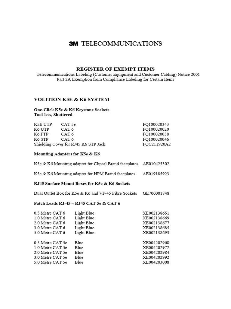 Telecommunications Equipment Exemptions | PDF | Duplex ...