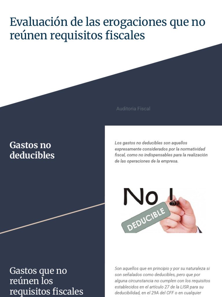 Gastos No Deducibles en Auditoría Fiscal | PDF | Impuestos | Impuesto ...