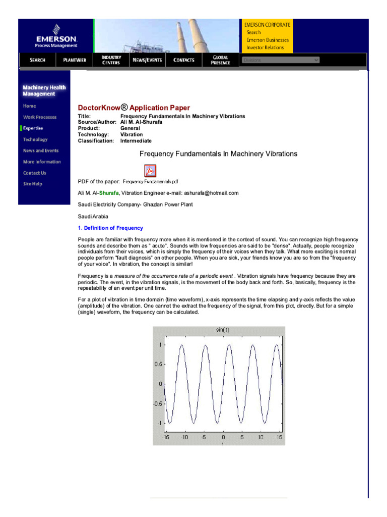 Frequency Fundamentals in Machinery Vibrations CSI 1684940576 | PDF