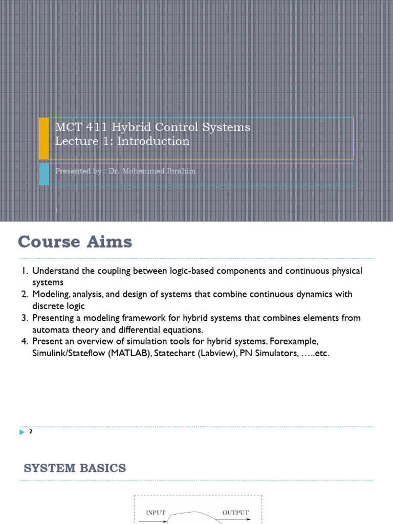 Lecture 01 | PDF | Discrete Time And Continuous Time | System