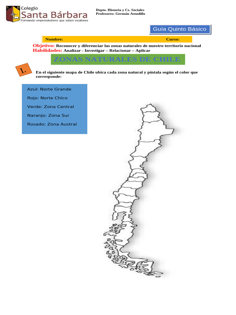 Zonas Naturales de Chile para Quinto Básico | PDF | Clima templado | Chile