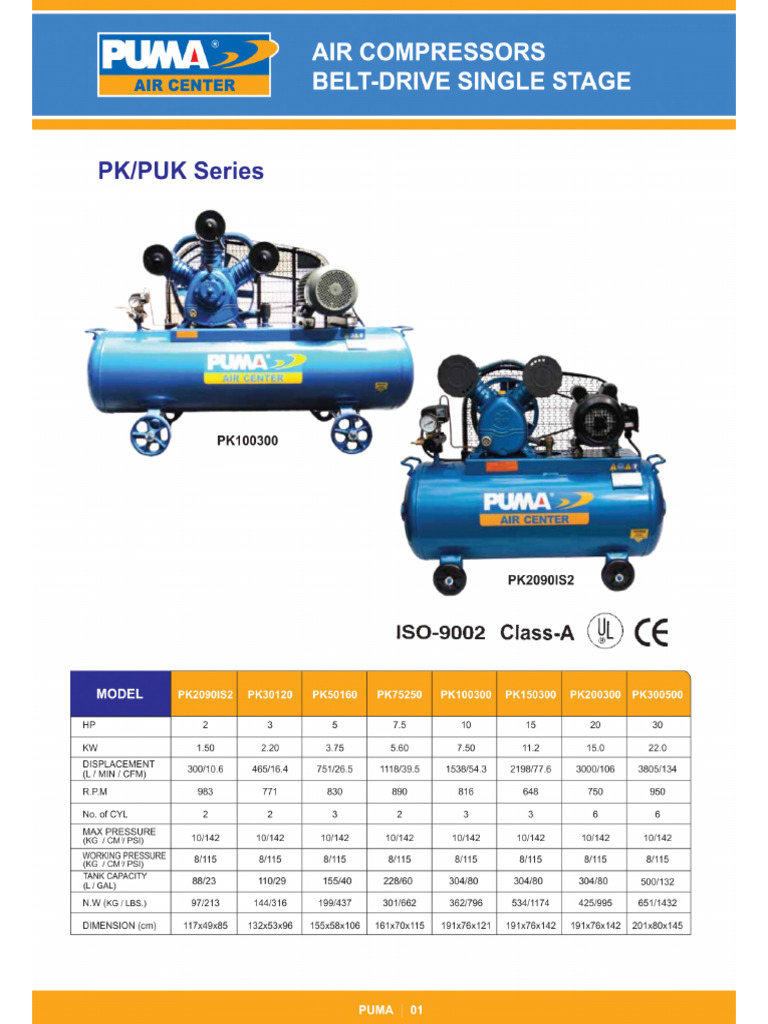 Puma Air Compressor Low Pressure | PDF