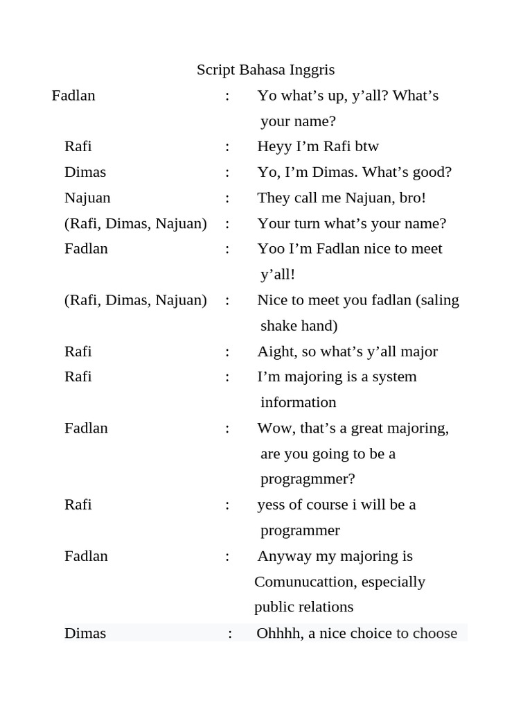 English Conversation Script | PDF