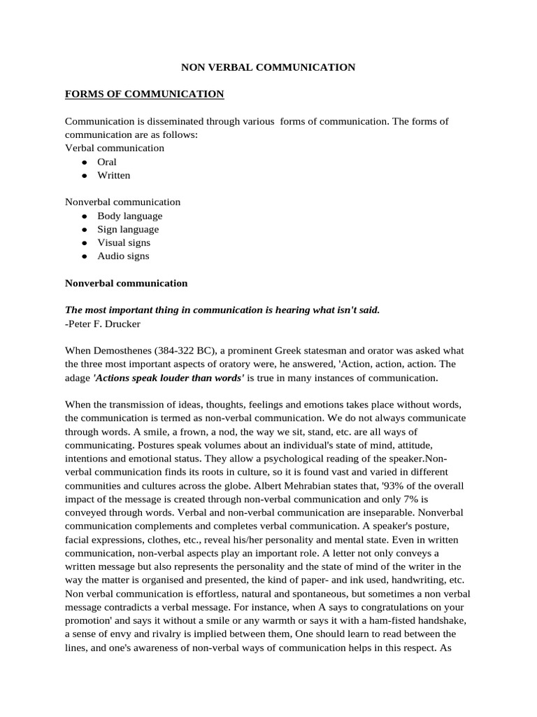 Understanding Non-Verbal Communication | PDF | Nonverbal Communication ...