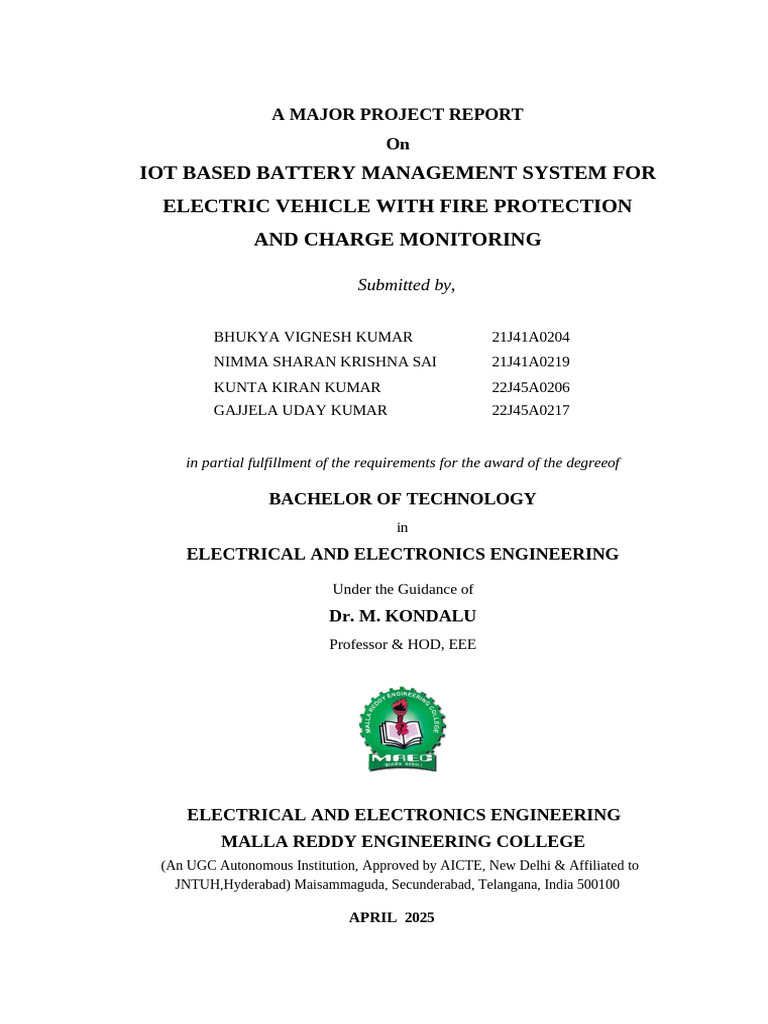 IoT Battery Management for Electric Vehicles | PDF | Electric Vehicle ...