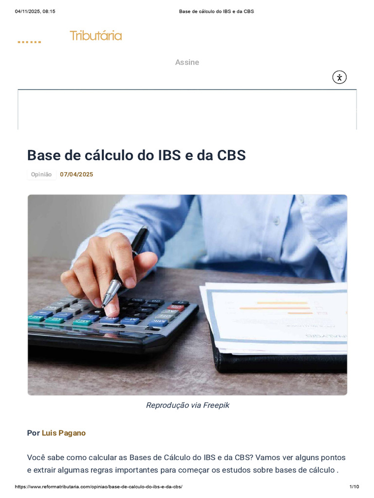 Cálculo da Base do IBS e CBS | PDF | Impostos | Constituição
