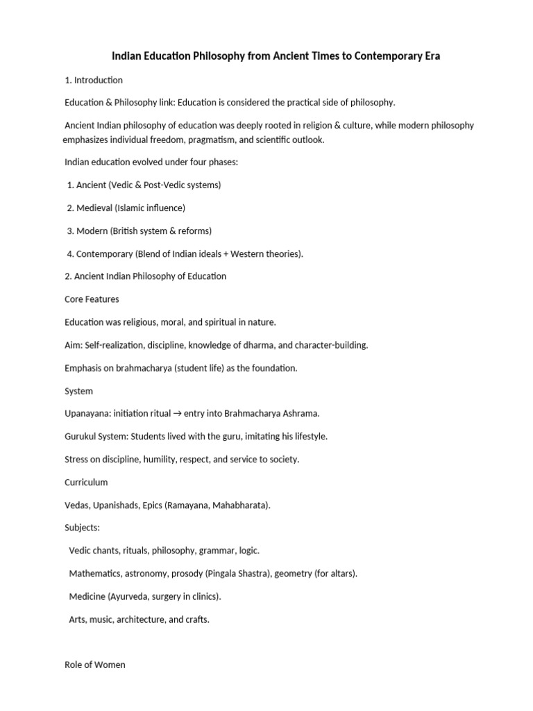 Evolution of Indian Education Philosophy | PDF | Vedas | Philosophy Of ...