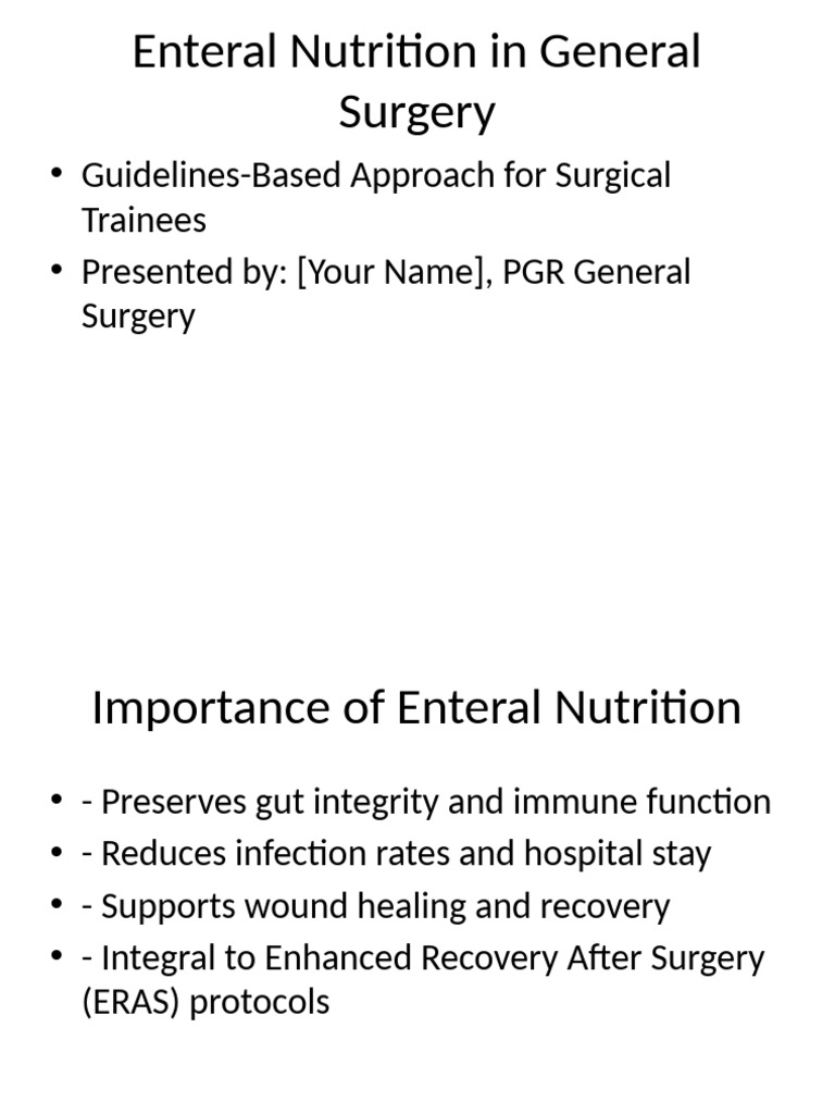 Enteral Nutrition Surgical Trainees | PDF