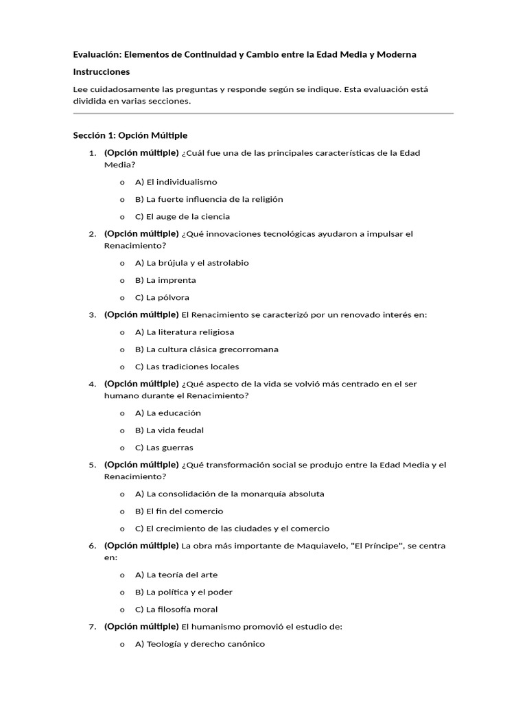 Evaluación 8 Básico FDVSD VSD FSD DSF Dscsds Ds | PDF | Renacimiento ...