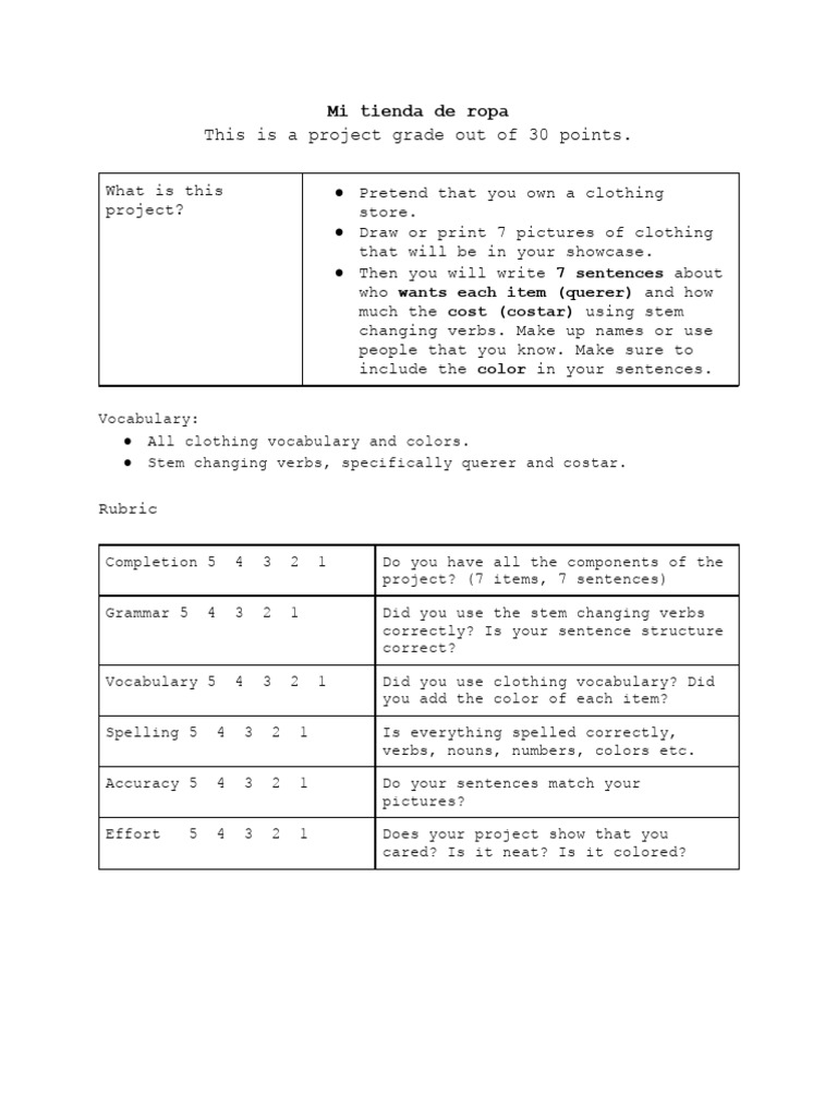 UPDATED Mi Tienda de Ropa Project | PDF