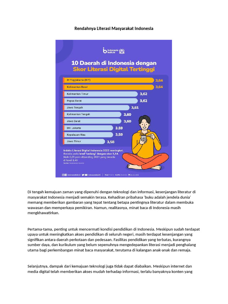 Rendahnya Literasi Masyarakat Indonesia | PDF