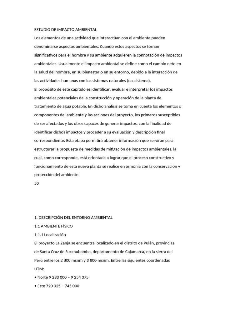 Estudio de Impacto Ambiental | PDF | Agua subterránea | Entorno natural