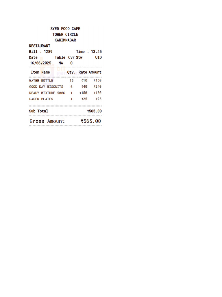 Snacks Bill | PDF