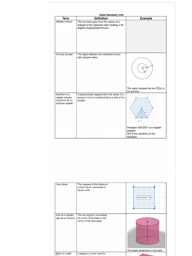 Solid Geometry Unit Vocabulary & Conjecture Project Template | PDF