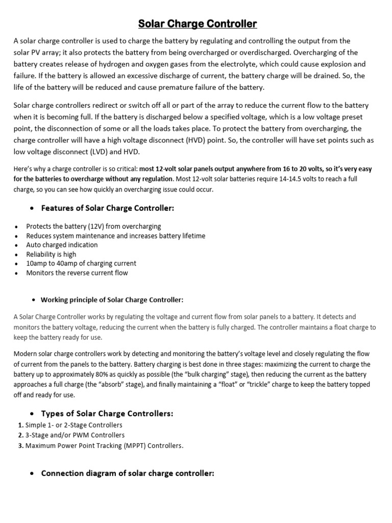 Solar Charge Controller Overview and Features | PDF | Electrical ...