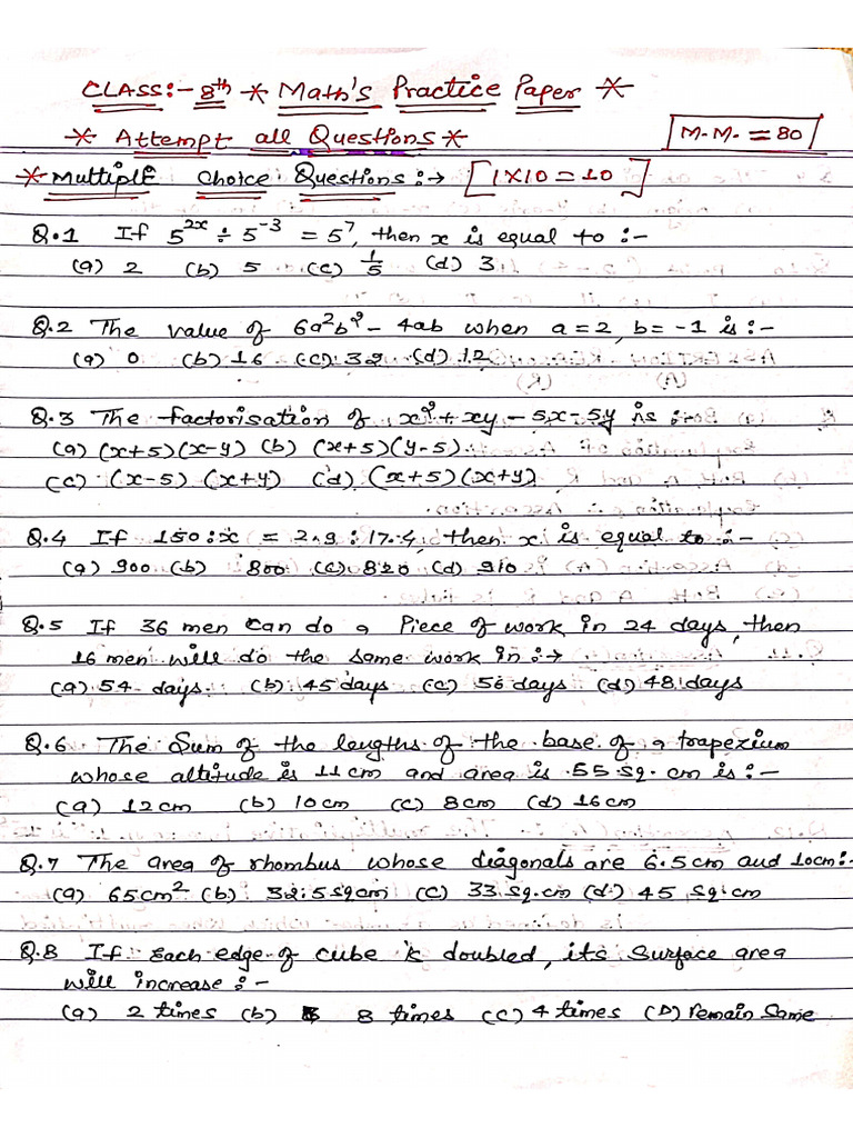 Bbs Math's Practice Paper | PDF