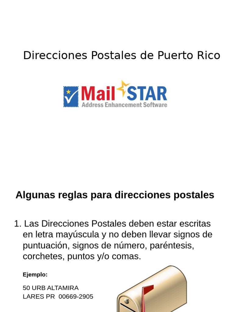Reglas de Direcciones Postales en PR | PDF | Mecánica del lenguaje ...