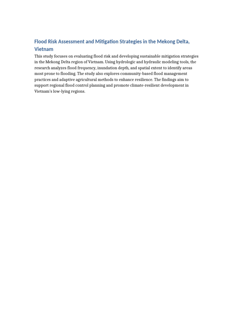 Flood Risk Assessment and Mitigation Strategies in The Mekong Delta ...