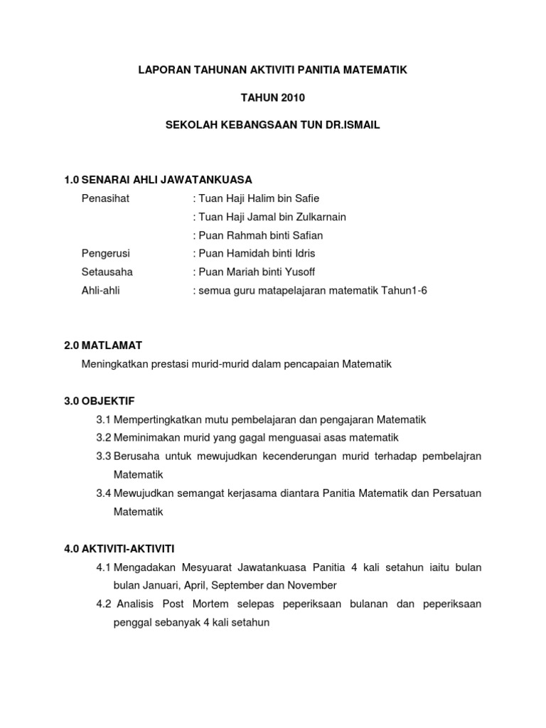 Bmk Aktiviti Panitia Matematik