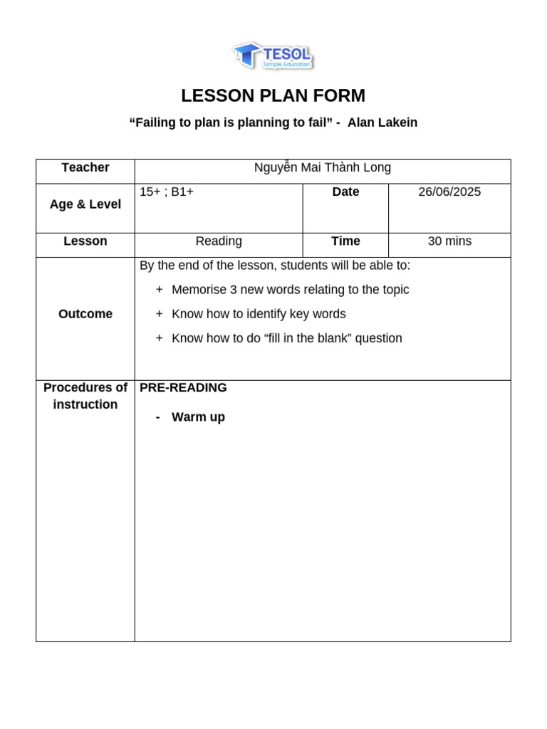 B1 Reading Lesson Plan for Teens | PDF | Learning | Human Communication