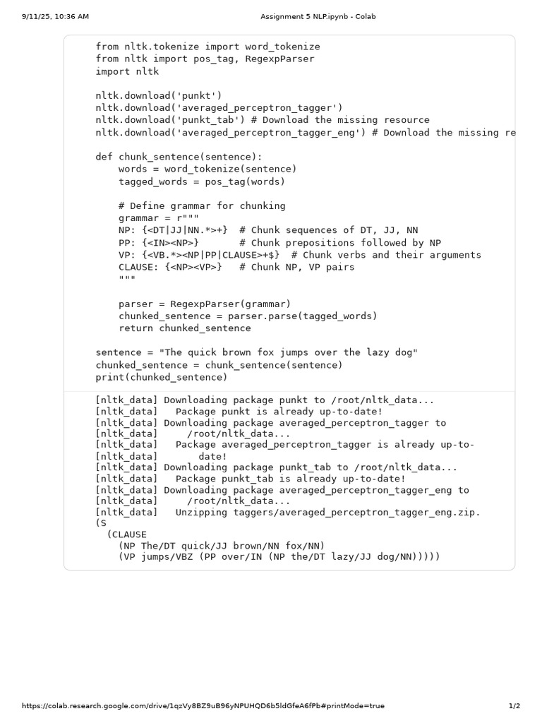 Assignment 5 NLP - Ipynb - Colab | PDF | Sentence (Linguistics) | Semantics