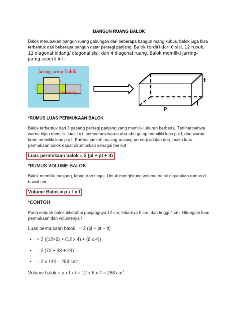 Rumus Volume dan Luas Permukaan Balok | PDF