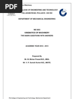 Download Kinematics of Machinery - 2 Marks - All 5 Units by Mohan PrasadM SN94646455 doc pdf