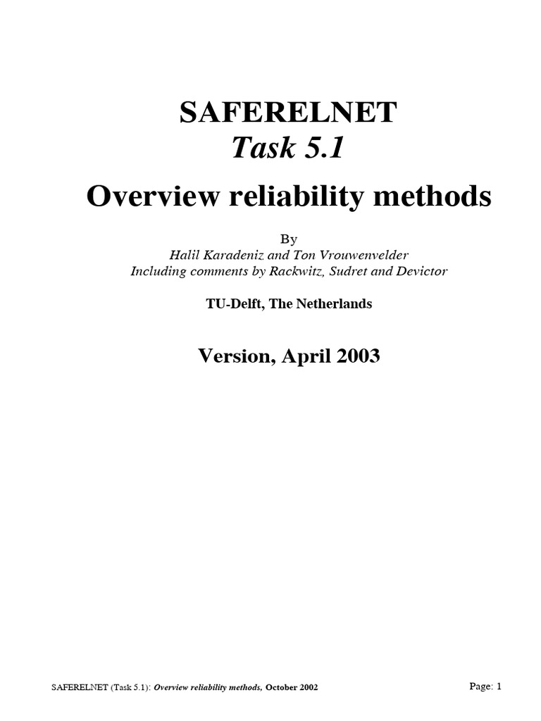 Overview of Reliability Methods | PDF | Normal Distribution ...