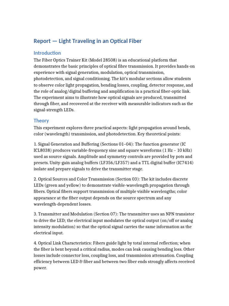 Understanding Light in Optical Fibers | PDF | Optical Fiber | Optics
