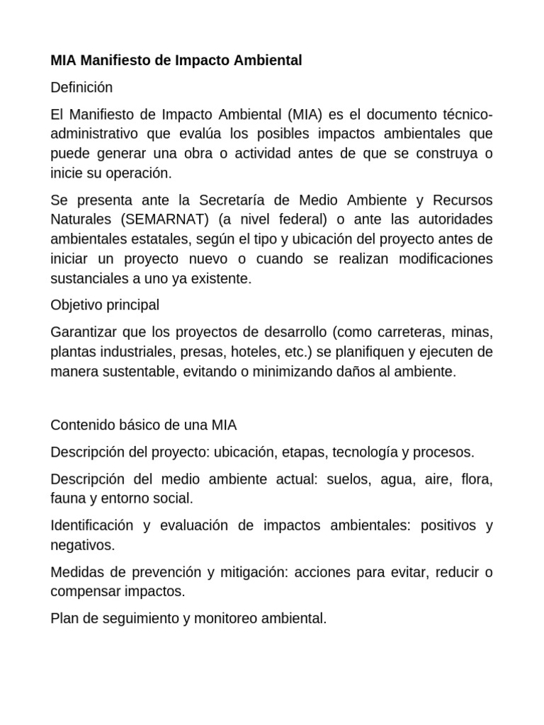 Guía del Manifiesto de Impacto Ambiental | PDF | Entorno natural ...