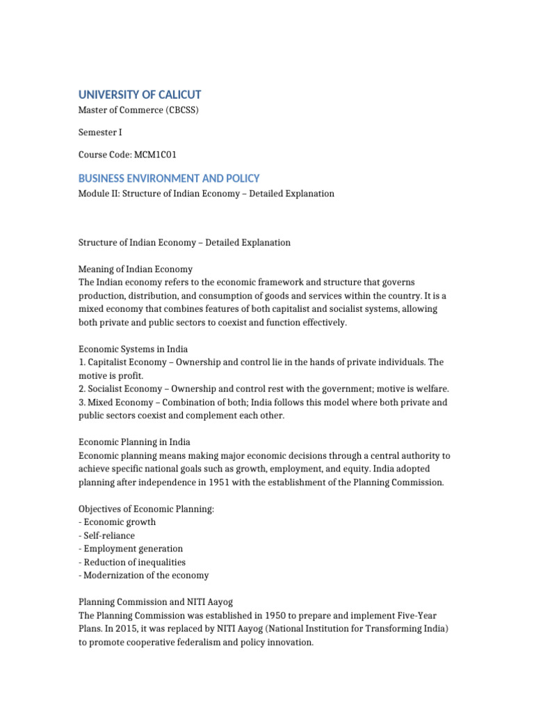 Structure of Indian Economy Overview | PDF | Taxes | Fiscal Policy