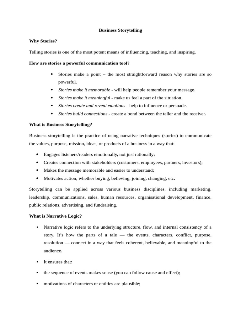 Effective Business Storytelling Techniques | PDF | Storytelling | Narrative