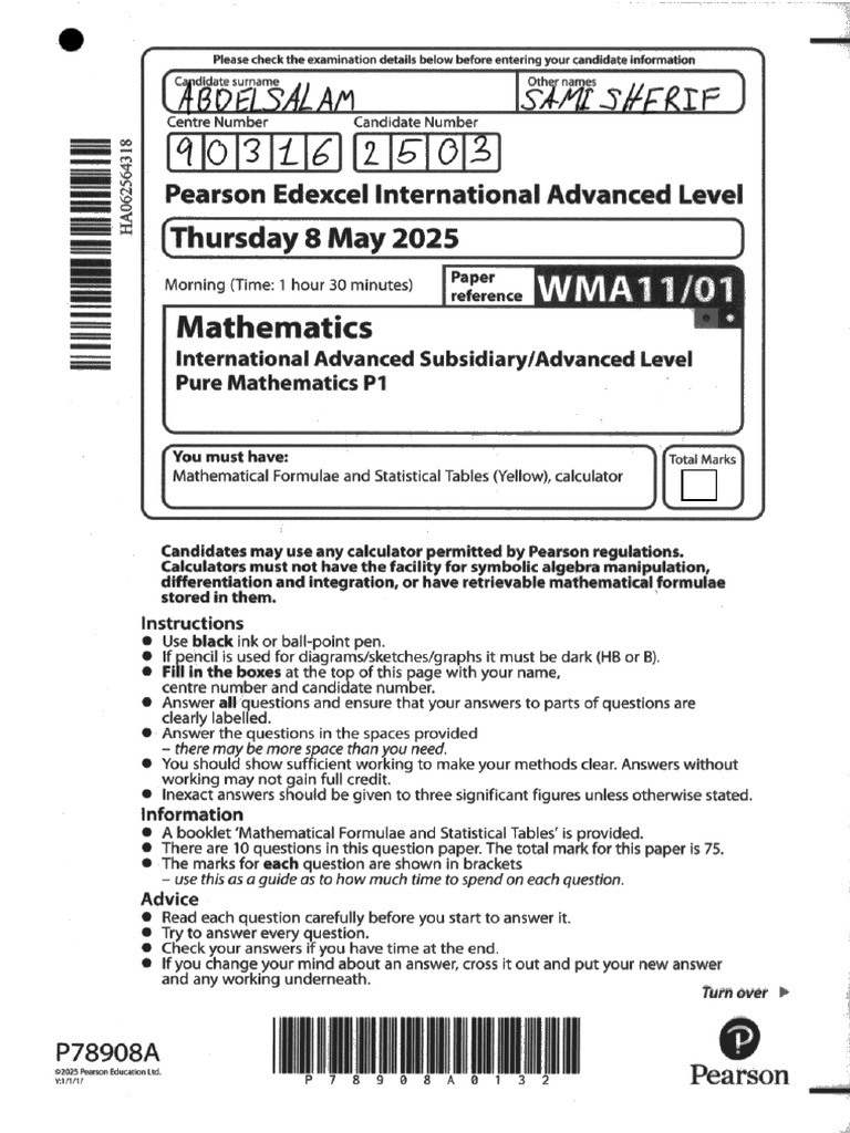 2503 Math 1 | PDF